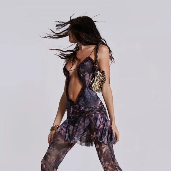 Jaded London Black and Purple Mini Dress - Picture 8 of 8